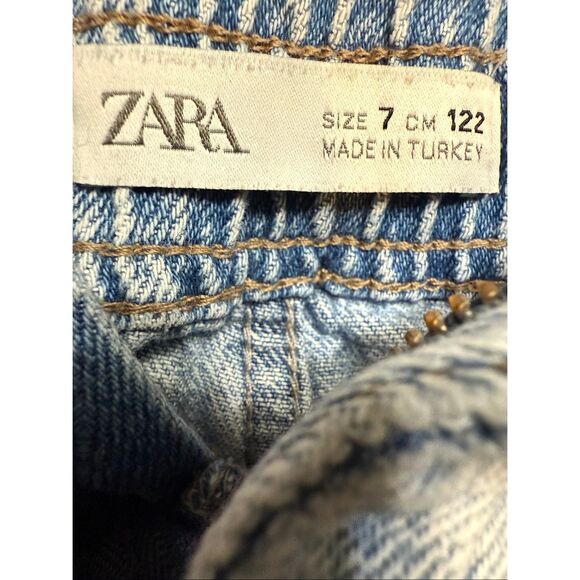 ZARA Girls Elastic Waist 2 Pocket Denim Paperbag Jean Shorts Light Blue Size 7 - Picture 4 of 6